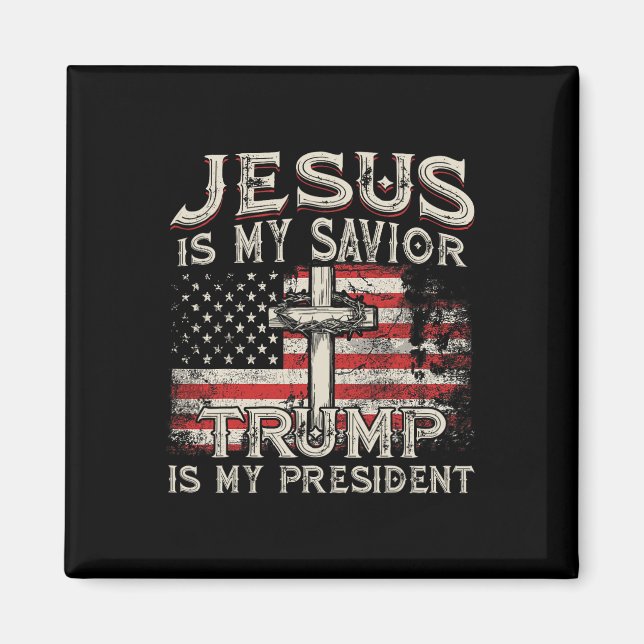 Jesus Är Min Frälsare Trump Är Min President Ameri Magnet (Framsidan)