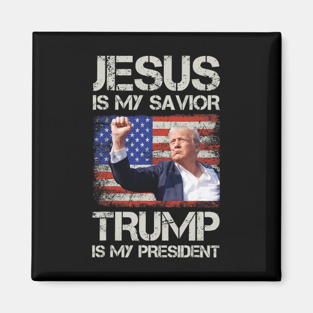 Jesus Är Min Frälsare Trump Är Min President Ameri Magnet (Framsidan)