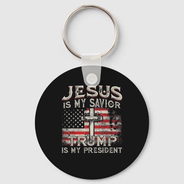 Jesus Är Min Frälsare Trump Är Min President Ameri Nyckelring (Framsida)