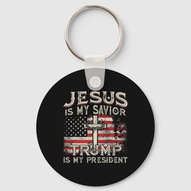 Jesus Är Min Frälsare Trump Är Min President Ameri Nyckelring (Framsida)
