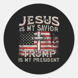 Jesus Är Min Frälsare Trump Är Min President Ameri Runt Klistermärke
