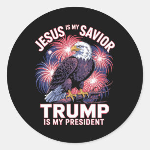 Jesus Är Min Frälsare Trump Är Min President Relig Runt Klistermärke