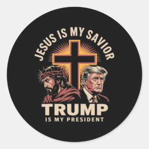 Jesus Är Min Frälsare Trump Är Min President Relig Runt Klistermärke