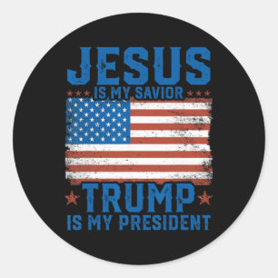 Jesus Är Min Frälsare Trump Är Min President Trump Runt Klistermärke
