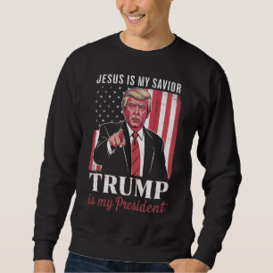 Jesus Är Min Frälsare Trump Är Min President Val Lång Ärmad Tröja