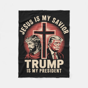 Jesus Är Min Frälsare Trump Min President Biblisk Fleecefilt