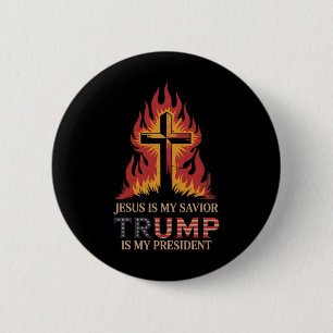 Jesus Är Min Frälsare Trump Min President Biblisk Knapp