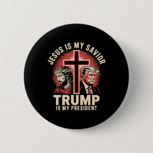 Jesus Är Min Frälsare Trump Min President Biblisk Knapp