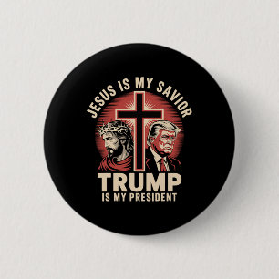 Jesus Är Min Frälsare Trump Min President Biblisk Knapp