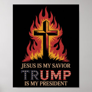Jesus Är Min Frälsare Trump Min President Biblisk Poster