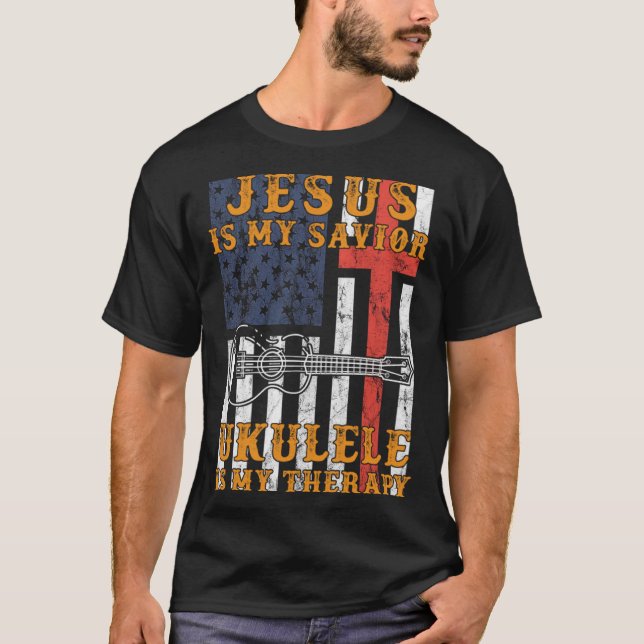 Jesus är min frälsare Ukulele. T Shirt (Framsida)
