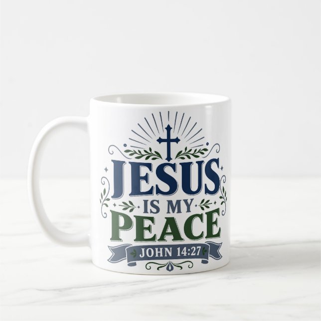 Jesus Är Min Frid Skriftlig Hopp Citat Kaffemugg (Vänster)
