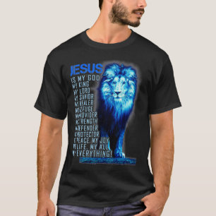 Jesus är min gud Kung, min herre min sjö blå Lejon T Shirt