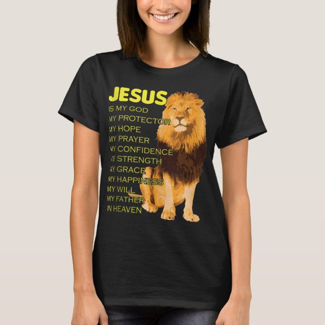 Jesus är min Guds Gult Lejon kristen till Judah T Shirt (Framsida)