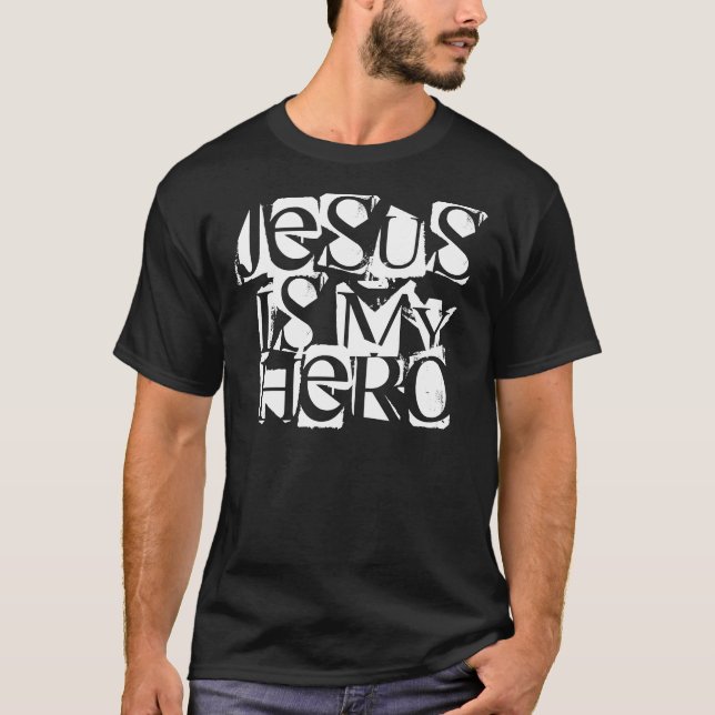 Jesus är min hjältesvartT-tröja Tröja (Framsida)