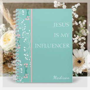 Jesus är min influencer   Blue Vår Blommigt Anteckningsbok