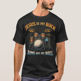 Jesus Är Min Klippa Trummor Är Min Rulle Kristna T Shirt