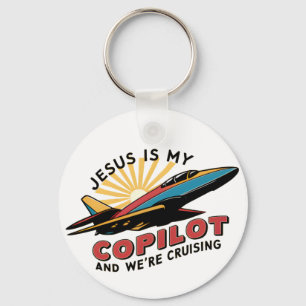 Jesus är min kopilot, och vi är skitkul. nyckelring