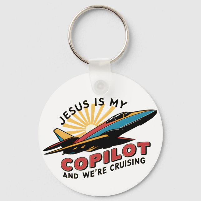 Jesus är min kopilot, och vi är skitkul. nyckelring (Framsida)