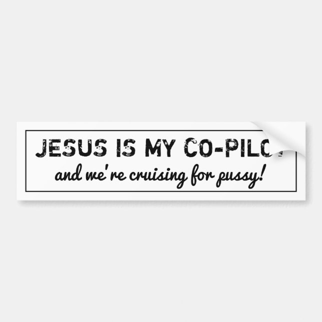 Jesus är min kopilot och vi marscherar - Bumper- Bildekal (Framsidan)
