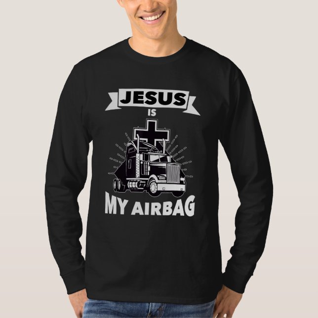 Jesus är min krockkudde Christian Kor Lastbil som  T Shirt (Framsida)