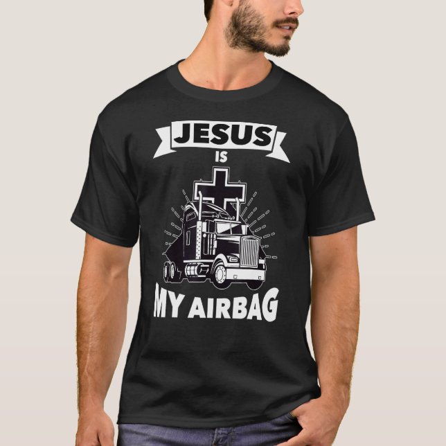 Jesus är min krockkudde Christian Kor Lastbil som  T Shirt (Framsida)