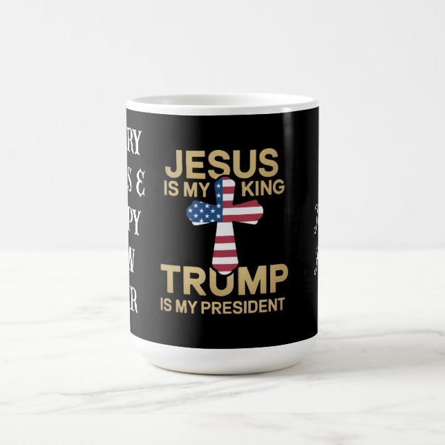 Jesus är min Kung, min president är en trump. Kaffemugg (Center)