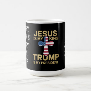 Jesus är min Kung, min president är en trump. Kaffemugg