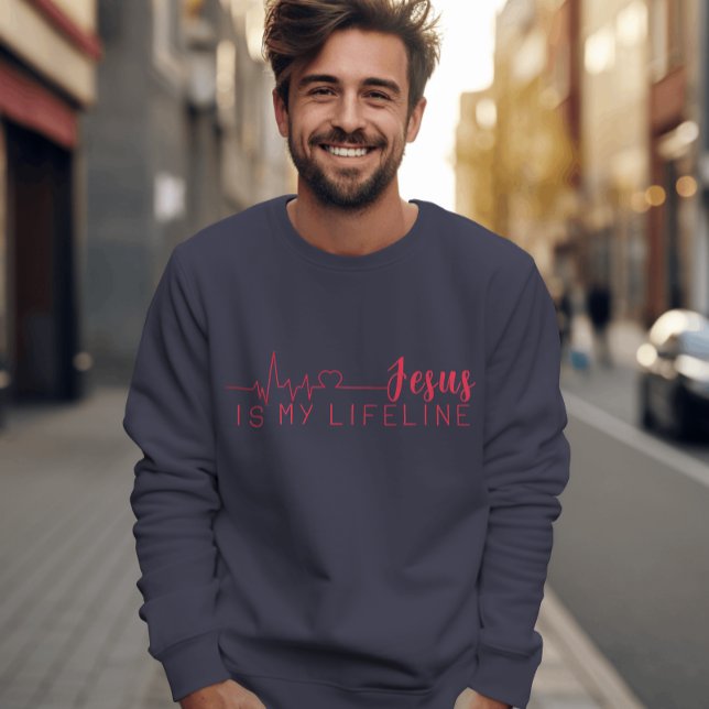 JESUS ÄR MIN LIFELINE LÅNG ÄRMAD TRÖJA (Skapare uppladdad)