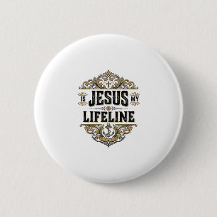 Jesus Är Min Livlina Vintage Kristet Tröjd Design Knapp