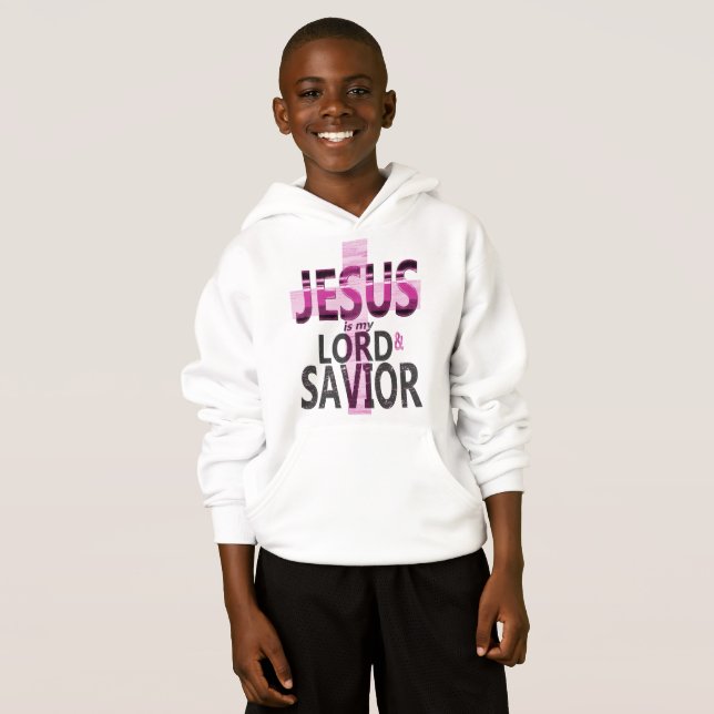 Jesus är min Lord och frälsarebarnHoodie Tröja (Hel framsida)