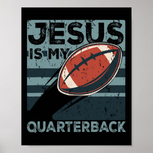 Jesus Är Min Quarterback Kristna Fotbolls Boll Sp Poster
