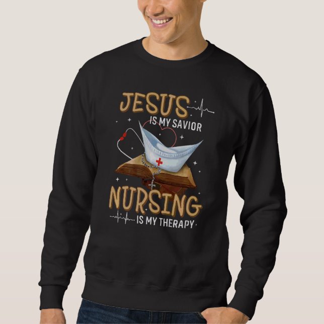 Jesus är min sajt-korsning min terapi för en lång ärmad tröja (Framsida)