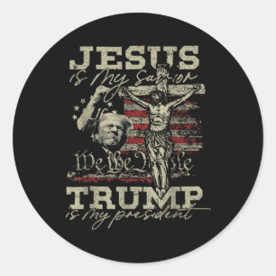 Jesus är min sajt - Trump är min president i USA F Runt Klistermärke