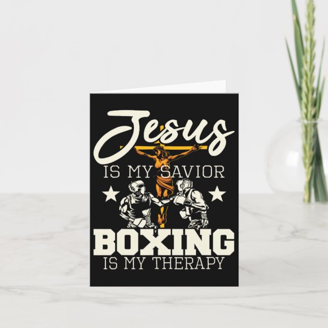 Jesus är min savior Boxing är min terapi - Gym Box Kort (Framsida)