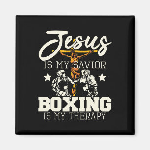 Jesus är min savior Boxing är min terapi - Gym Box Magnet