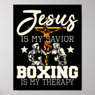 Jesus är min savior Boxing är min terapi - Gym Box Poster