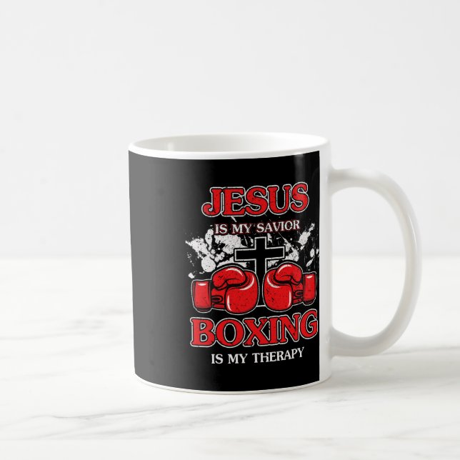 Jesus är min savior Boxing är min terapi Kaffemugg (Höger)