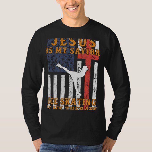 Jesus är min savior, Ice-Skating är T Shirt (Framsida)