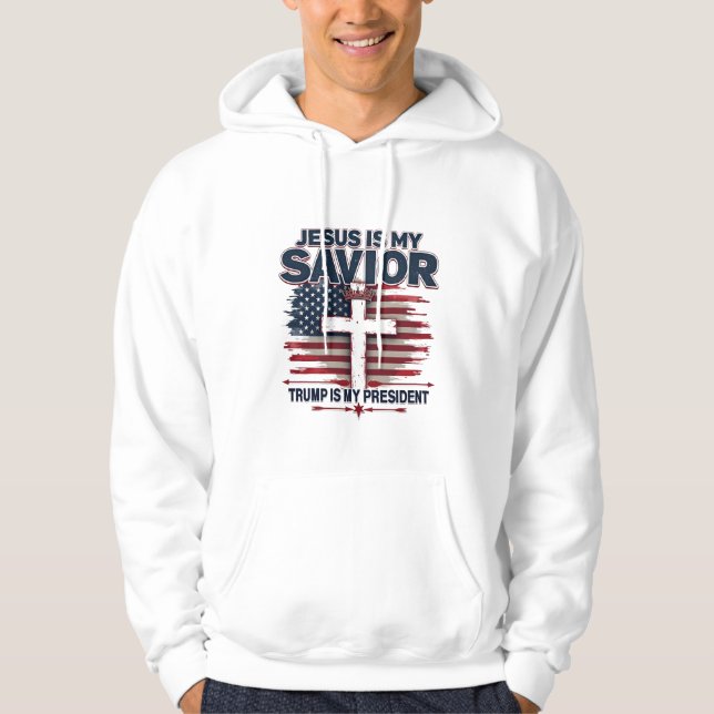 Jesus är min Savior Trump är Min president Hoodie (Framsida)