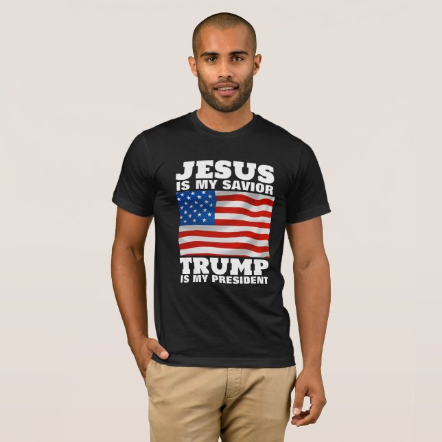 JESUS ÄR MIN SAVIOR TRUMP ÄR MIN PRESIDENT T SHIRT (Hel framsida)