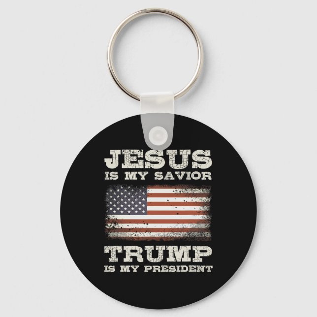 Jesus är min Savior Trump min president Christian  Nyckelring (Framsida)