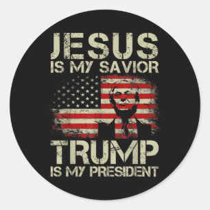 Jesus är min själ, är min president Trump 2 Runt Klistermärke