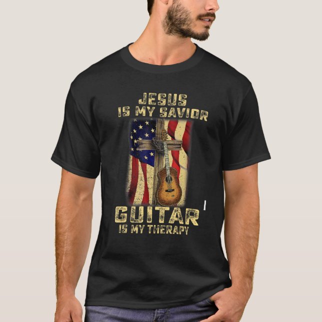 Jesus är min själ, Guitar är min terapeutisk krist T Shirt (Framsida)