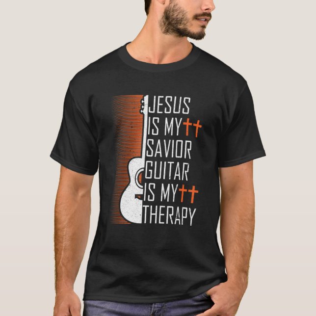 Jesus är min själ, Guitar är min terapeutisk krist T Shirt (Framsida)