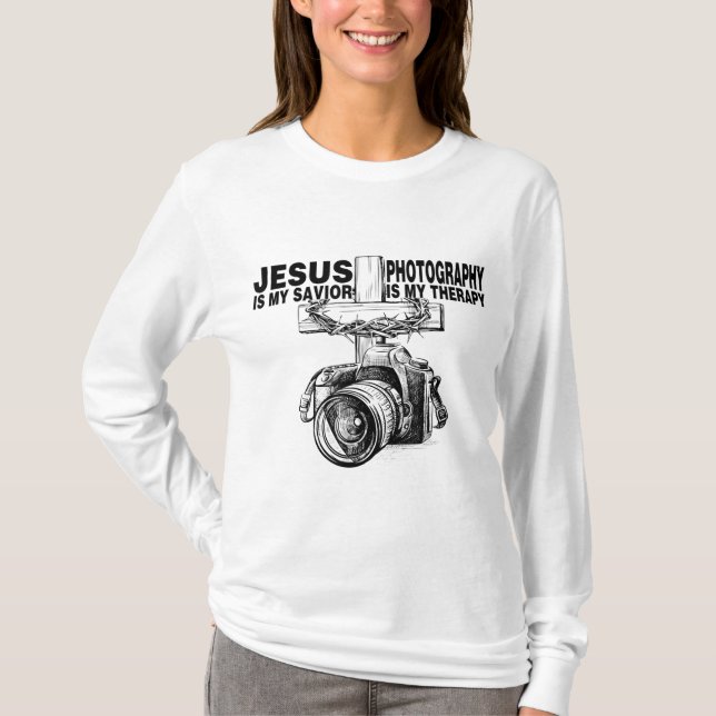 Jesus är min sjökopia är min terapi t shirt (Framsida)