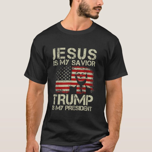 Jesus är min sjungande trump är min president Trum T Shirt (Framsida)