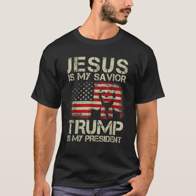 Jesus är min sjungande trump är min president Trum T Shirt (Framsida)