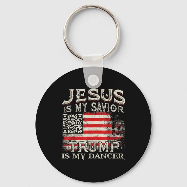 Jesus är min spastrumpa är min dansare Qr Trump Da Nyckelring (Framsida)