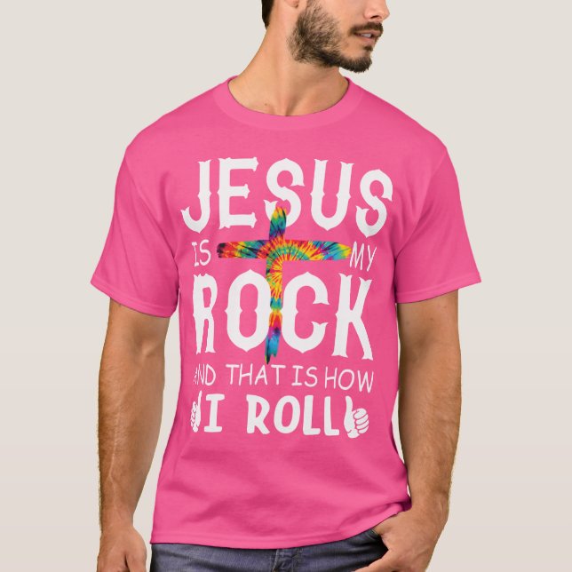 Jesus är min Sten så jag roll Bible Christia T Shirt (Framsida)